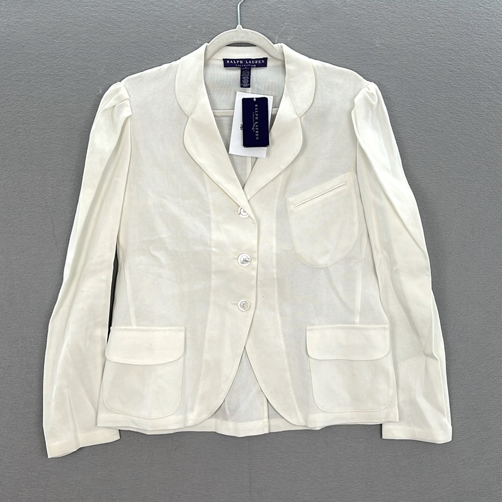 Ralph Lauren Collection- NWT women’s Linen/ cotton blend Ivory Blazer jacket 10